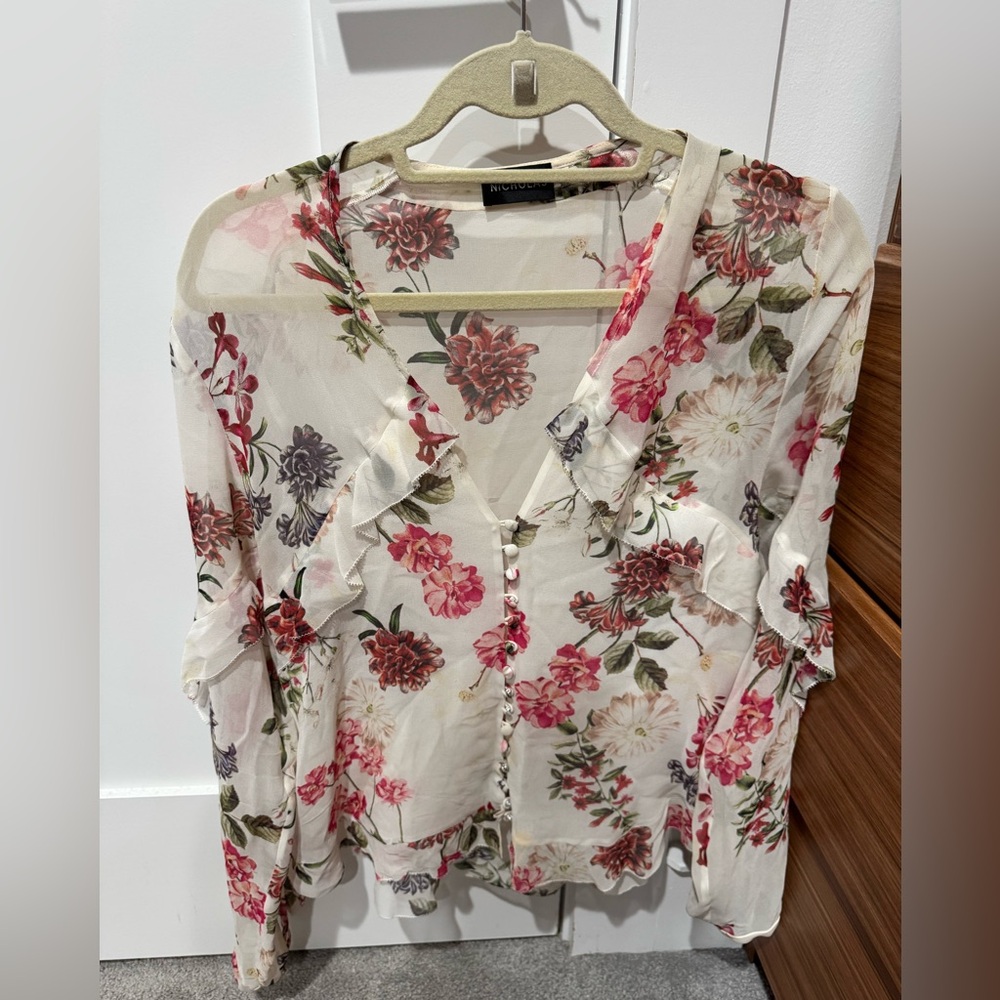 NICHOLAS Floral Ruffle Blouse